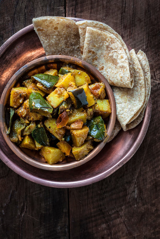 STIR FRIED POTATO AND EGGPLANT
